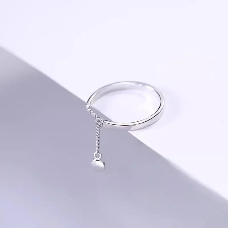 Adjustable simple fashion chain tassel ring